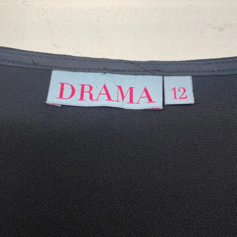 Drama Black Midi Skirt with Side Zipper, Size‎ 12, Style 341-330